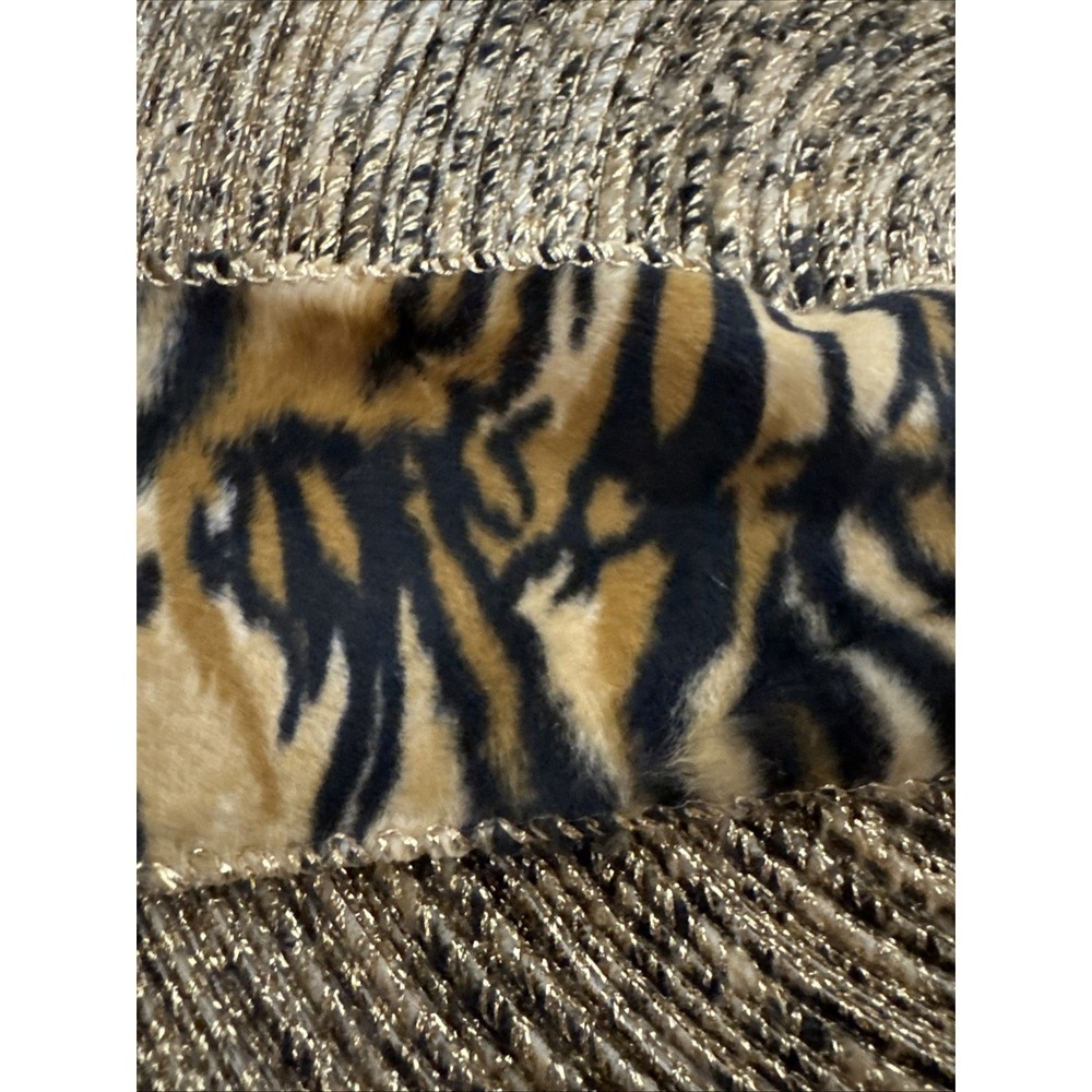 Gold Metallic Tiger Print Faux Fur Decorative Ribbon 2 Inch Wide Craft Spool - Picture 2 of 11